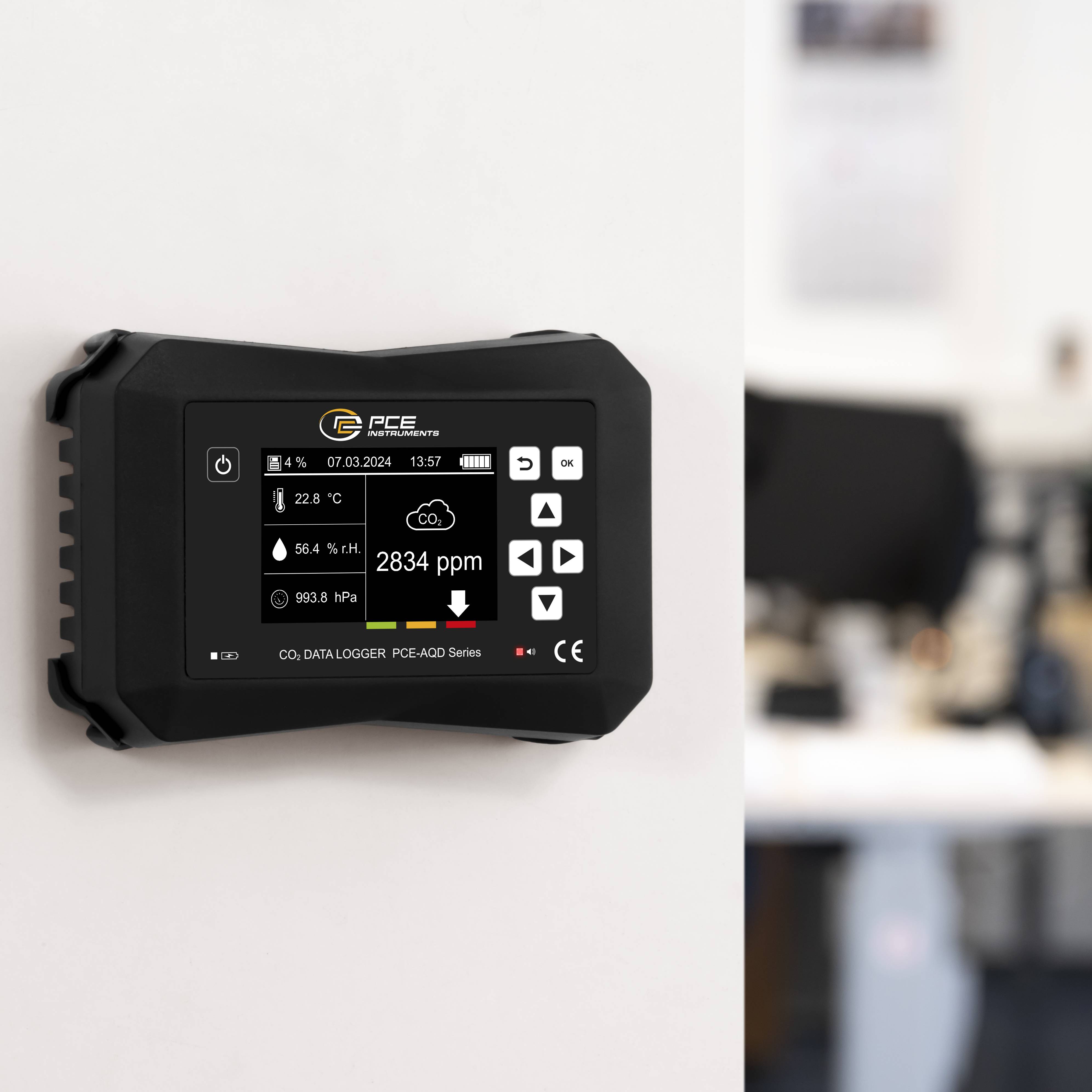 PCE Instruments PCE-AQD 50A Kooldioxidemeter 0 - 40000 ppm Met temperatuurmeting, Met datalogger, Zuurstofmeter, Wandmon-5