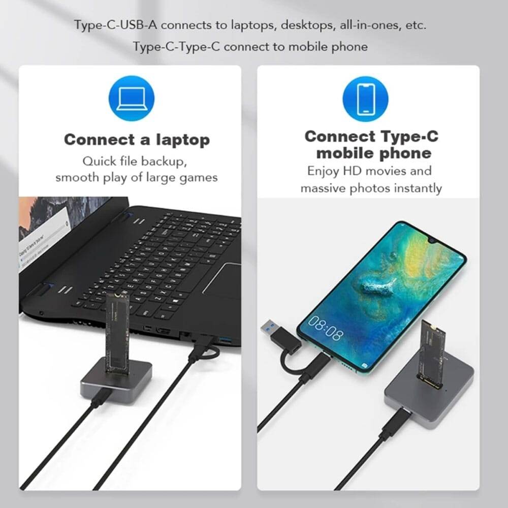 M.2 SSD Docking Station - NVME - Max. 2TB - USB 3.0 - 10Gbps - SD02A - Geschikt voor NVME M.2 SSD-1