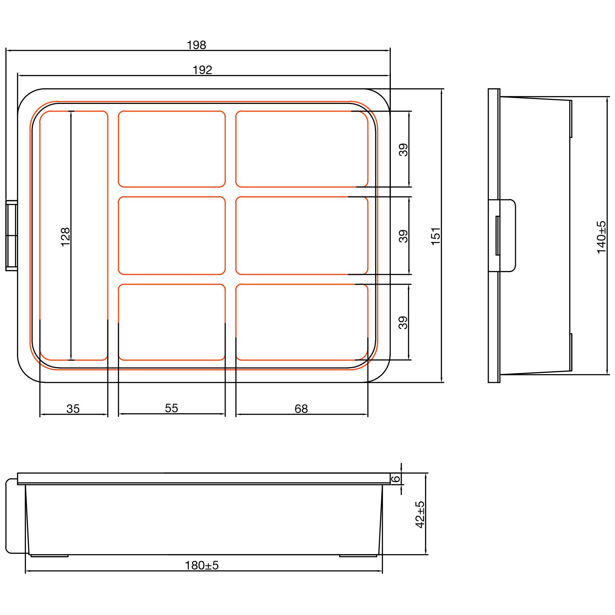InLine® Kleine onderdelenbak, 7 compartimenten, afmetingen: 180x140x40mm, oranje-2