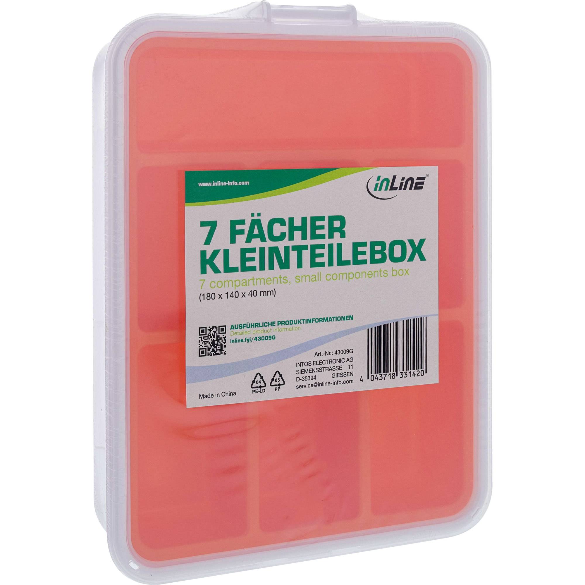 InLine® Kleine onderdelenbak, 7 compartimenten, afmetingen: 180x140x40mm, oranje-3
