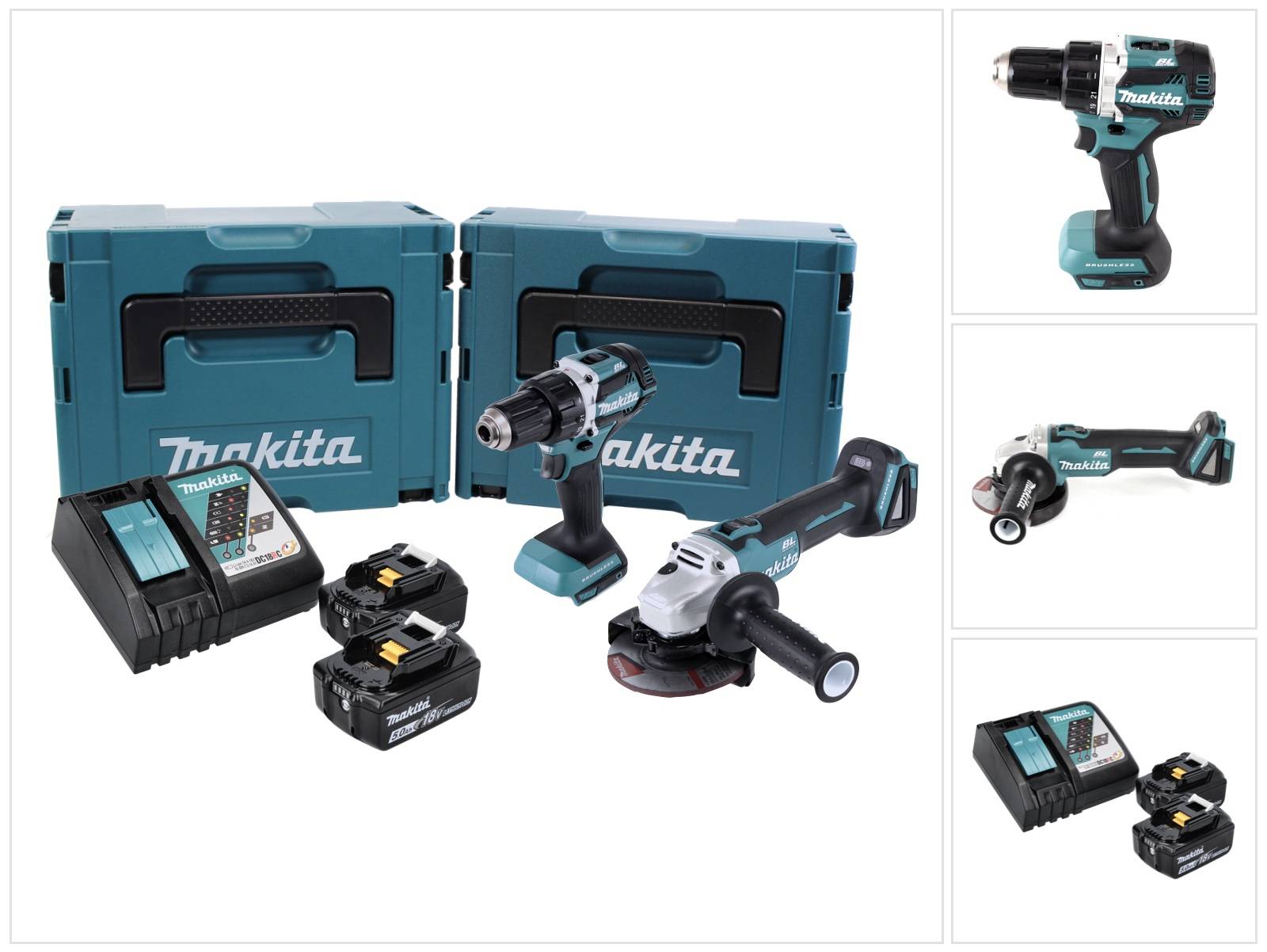 Makita DLX2190TJ1 18V Combiset boren, schroeven en slijpen (Makita gereedschapset)-0