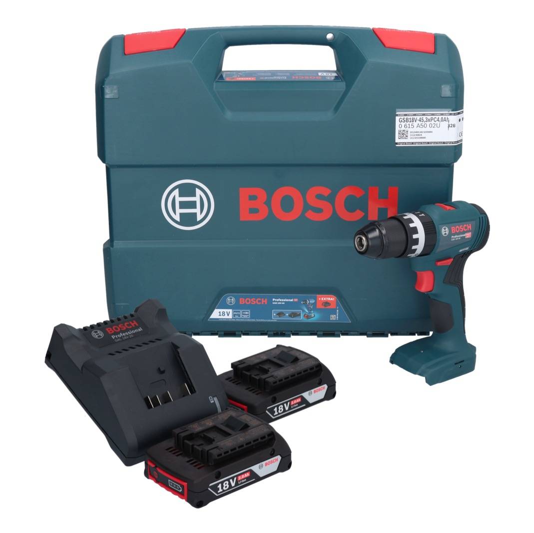 Bosch GSB 18V-45 Schroefklopboormachine + 2x 2,0 Ah L-Case - 06019K3302 (accu klopboormachine)-1