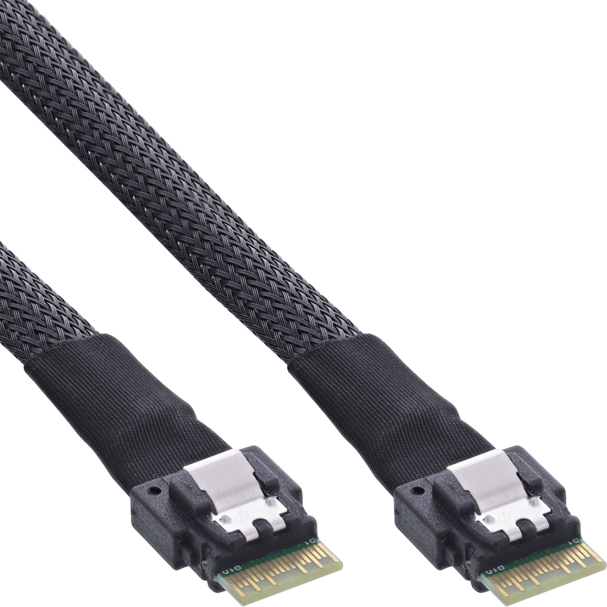 InLine® Slim SAS-kabel, SFF-8654 4i naar SFF-8654 4i, 24Gb/s, 0,5m-0