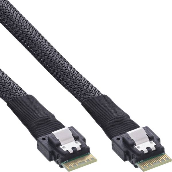 InLine® Slim SAS-kabel, SFF-8654 4i naar SFF-8654 4i, 24Gb/s, 1m