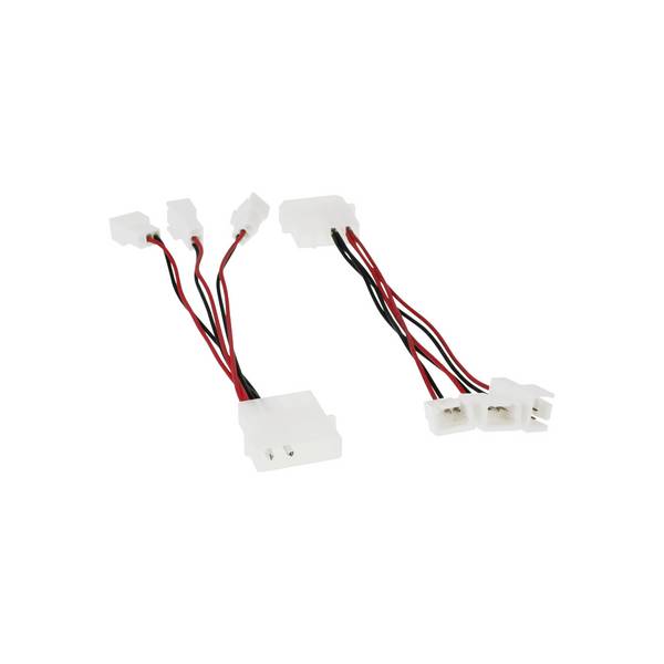 Molex (m) - 3x 3-pins Case Fan 5V (m) voedingskabel - 0,15 meter
