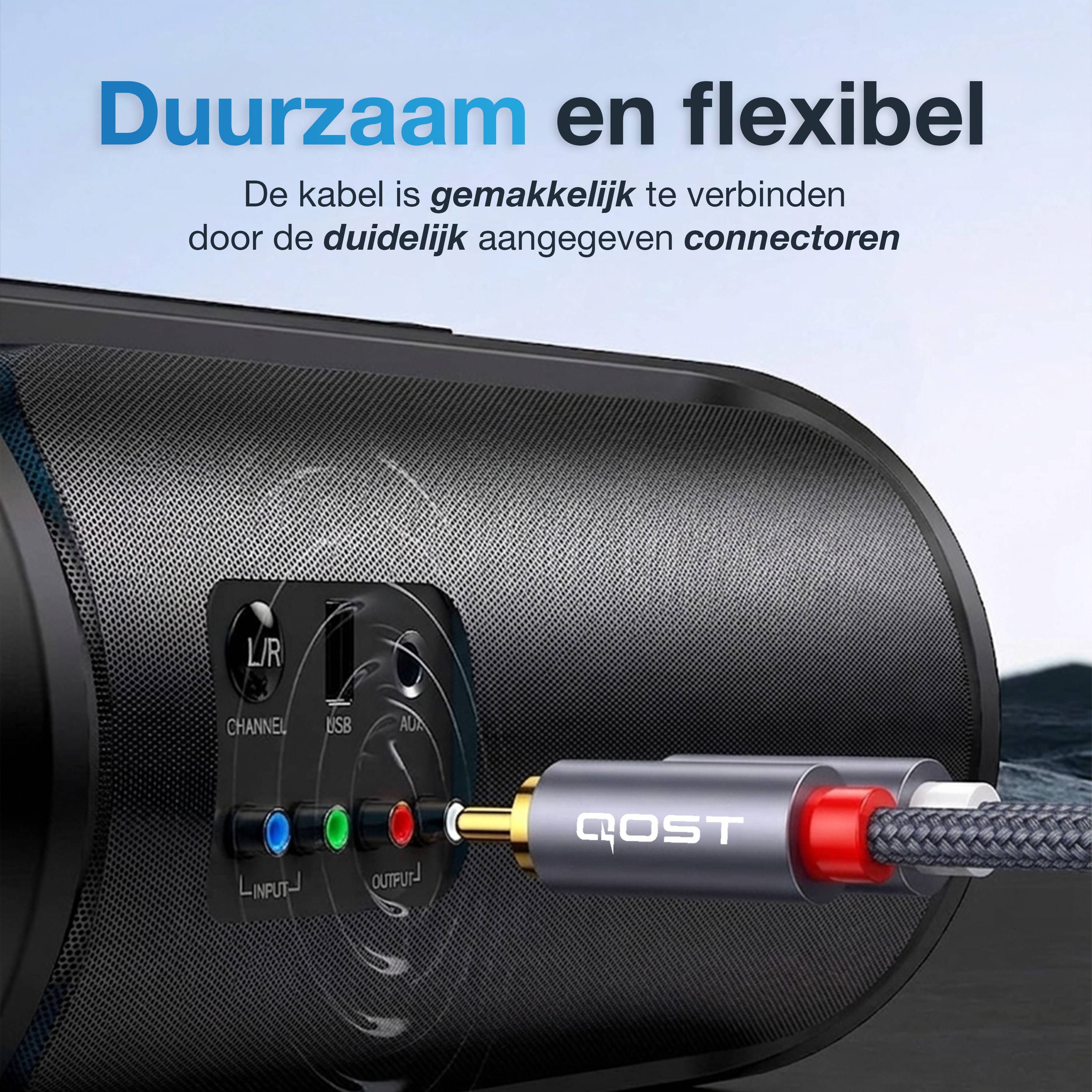 Qost 2x RCA naar 2x RCA-stereokabel - 1,5 m - gevlochten - Spacegrey-4