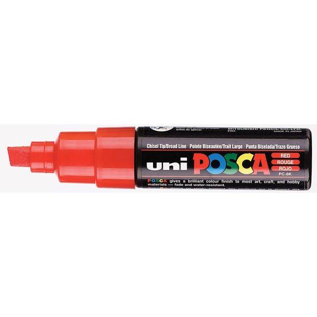 Verfstift Posca PC8K breed schuin rood-0