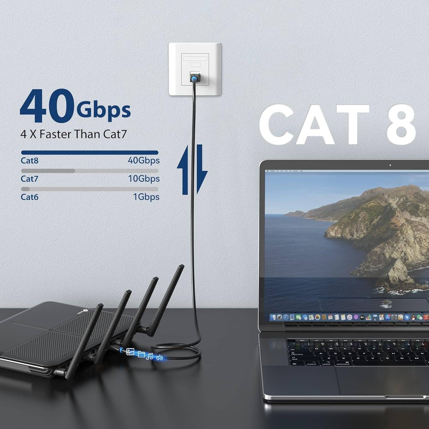 Vention Cat.8 SFTP patchkabel 1 meter zwart-1