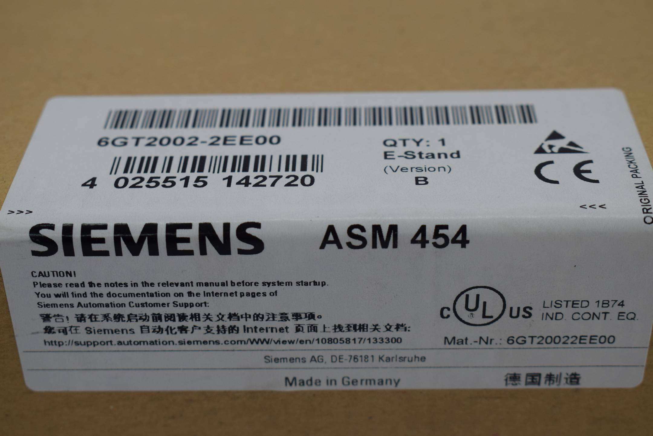 Siemens 6GT20022EE00 MOBY I INTERFACE MODULE ASM 454 MOD-1