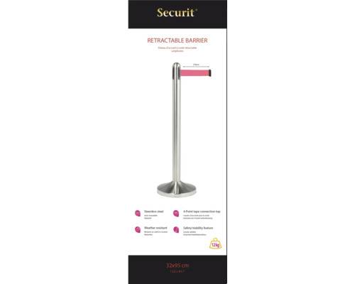 Afzetpaal Securit RVS met rolband 210cm rood-2