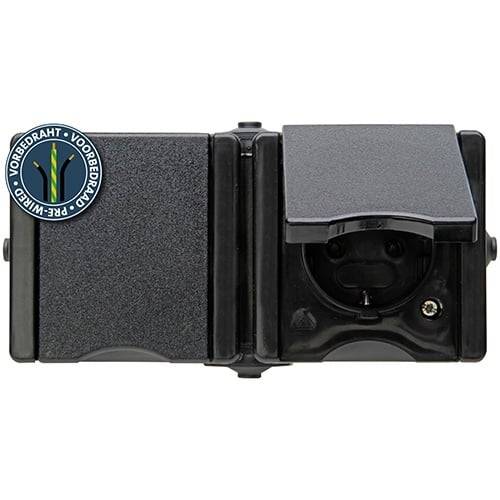 ProAQA voorbedraad WCD IP44 2V RA horizontaal zwart-1