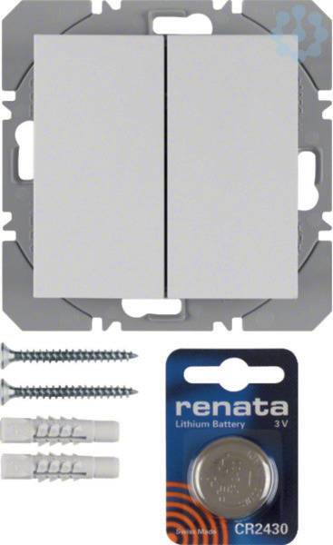KNX-RF vlakkewandzend. 2-v, batterij, berker S.1/B.3/B.7, polarwit mat-1