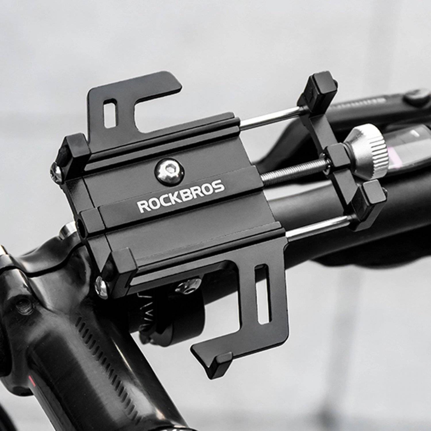 Aluminium fietstelefoonhouder zwart Compatibel met sturen van 22 tot 31,8 mm-1