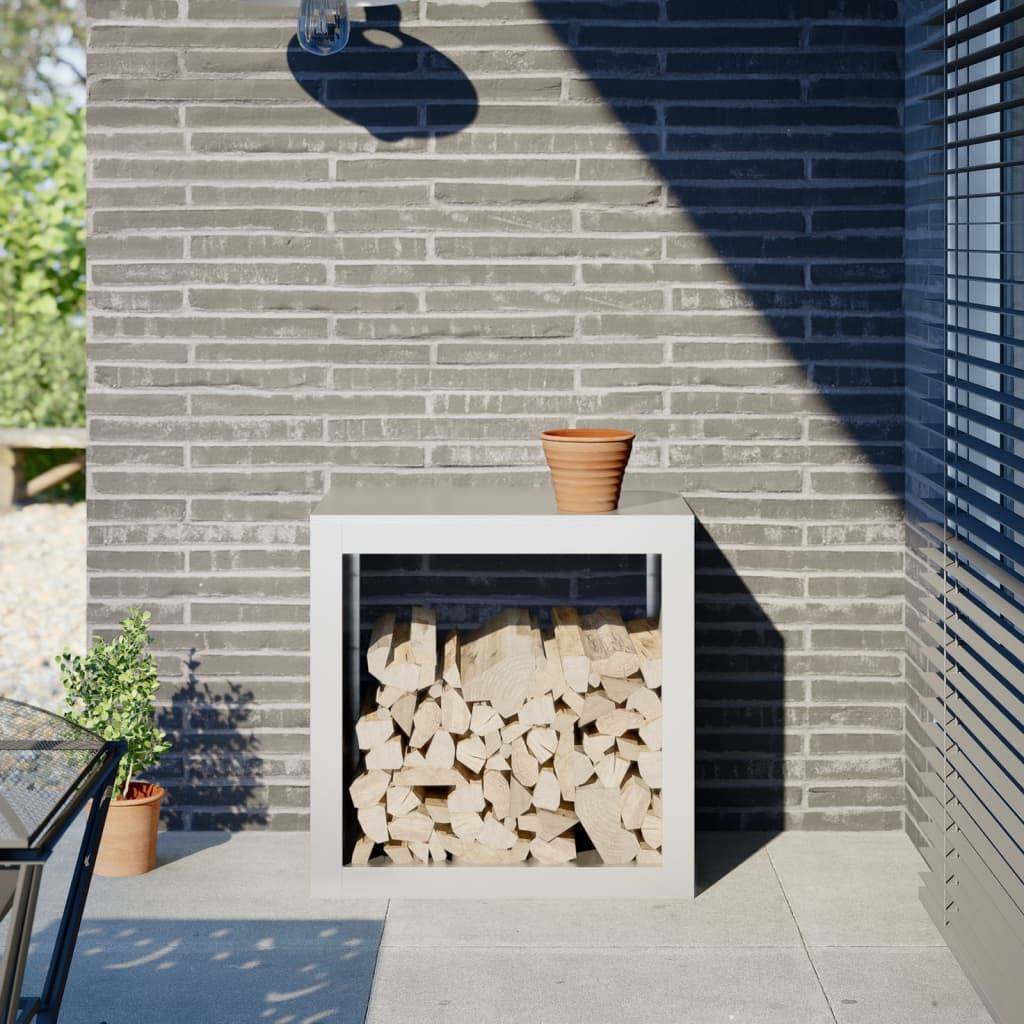 vidaXL - Haardhoutrek - 60x40x60 - cm - staal - wit-1