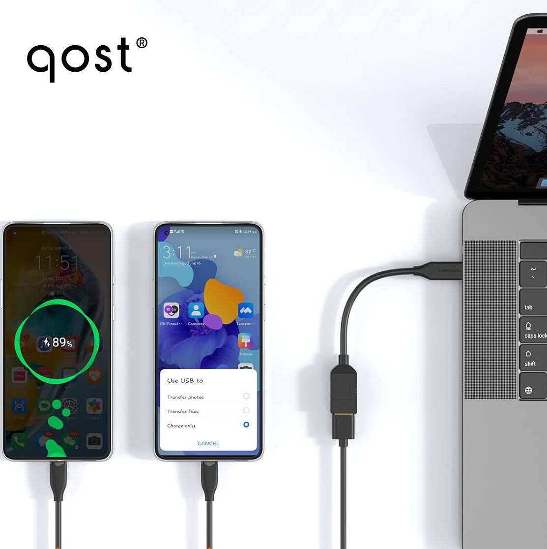 Qost USB-C naar USB-A-adapter - OTG - 10 Gbps - Zwart-3