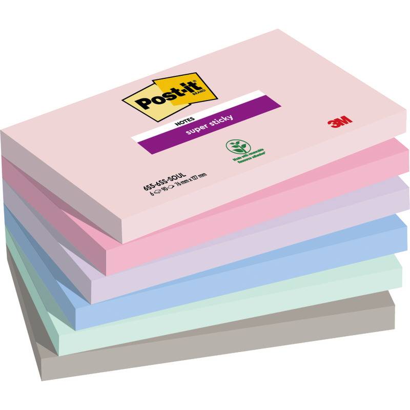 Memoblok 3M Post-it 655-6SS Super Sticky 76x127mm SOUL 6 stuks-0