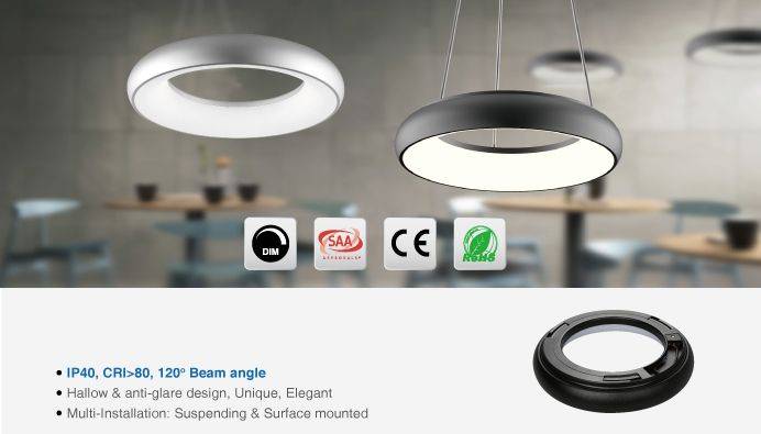 LED rond licht Donut ww zwart 25w-3