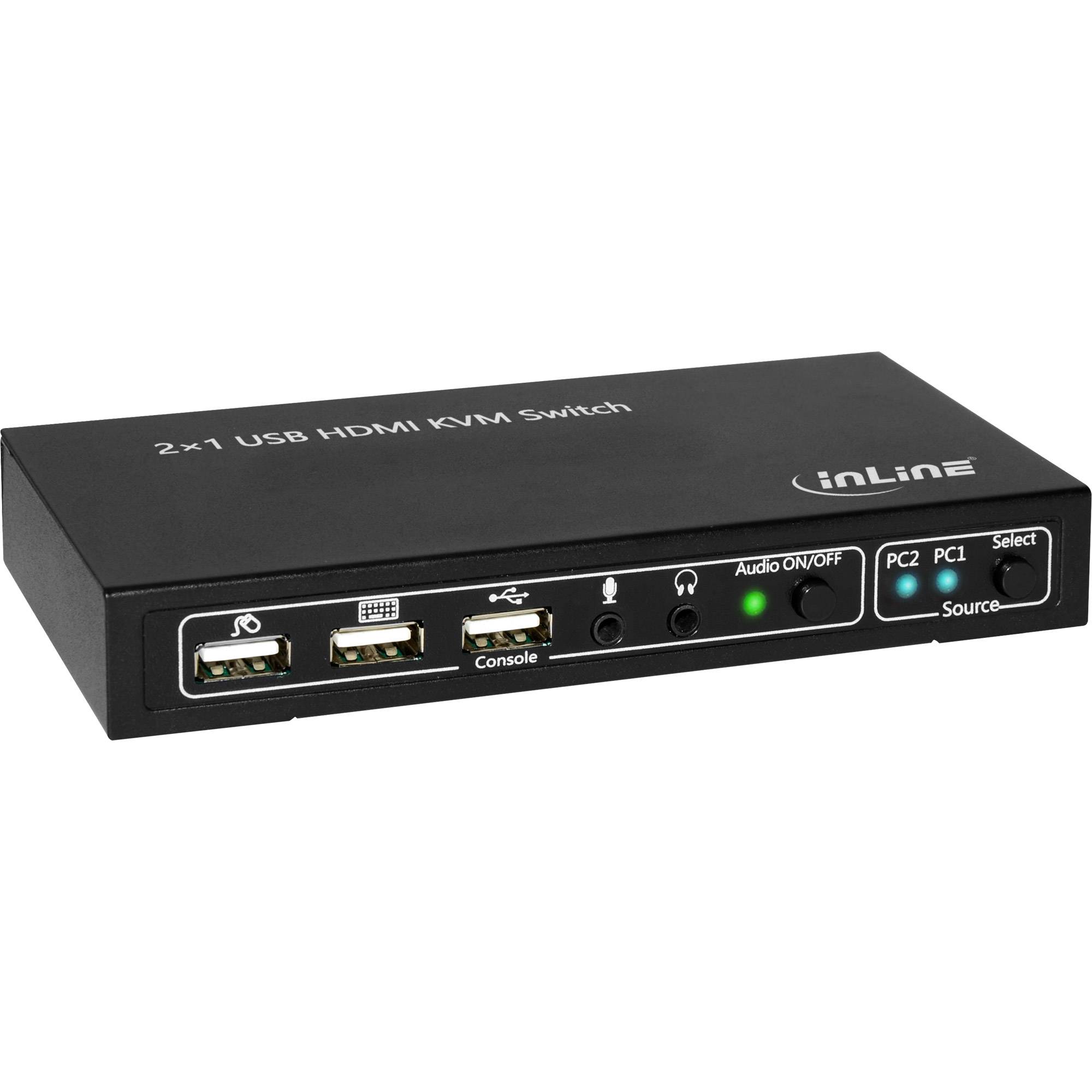 InLine® 2-Poorts Desktop KVM Switch, HDMI 4K2K, USB 2.0 hub, met audio-0