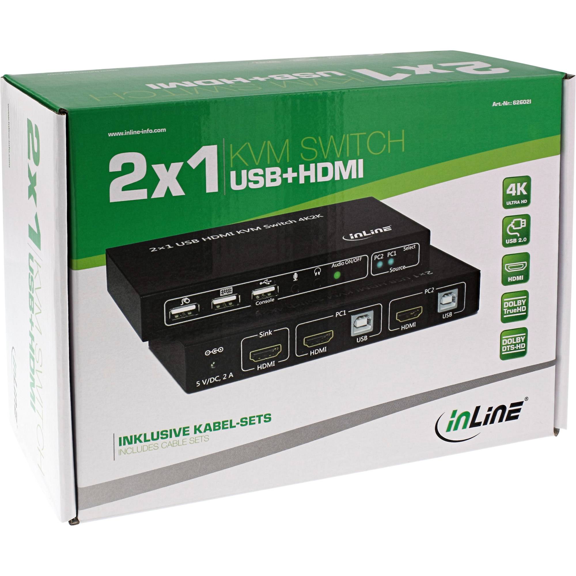 InLine® 2-Poorts Desktop KVM Switch, HDMI 4K2K, USB 2.0 hub, met audio-4