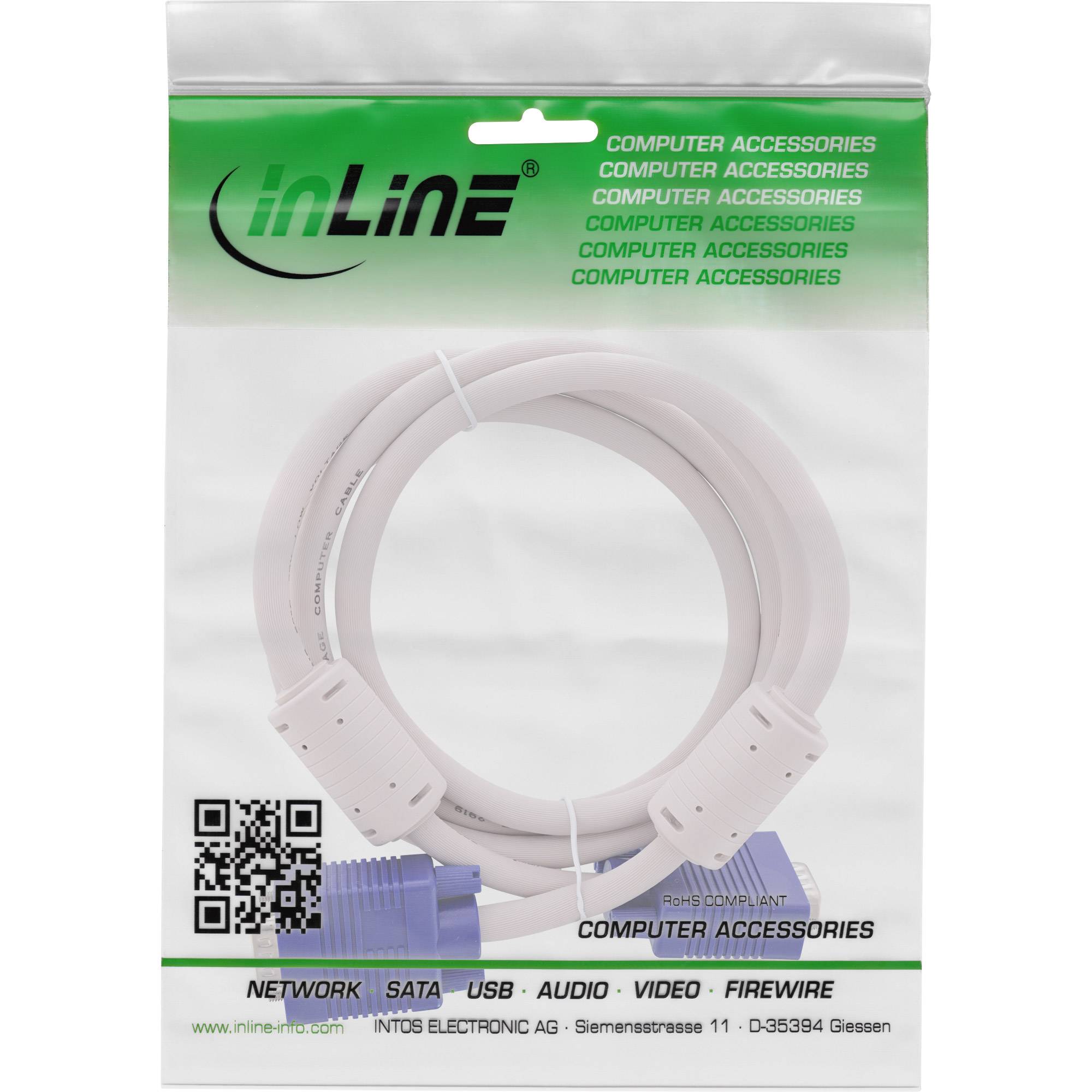 InLine® S-VGA kabel, 15-pins HD male / male, grijs, 2m-1