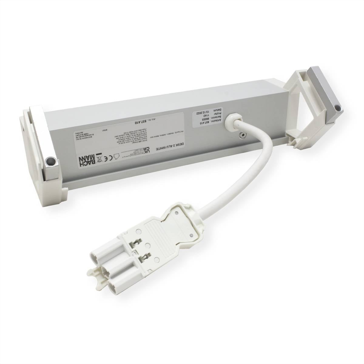 BACHMANN DESK2 ALU WIT 2xUTE 1xUSB A/C 22W 1xschakelaar 0,2m-2