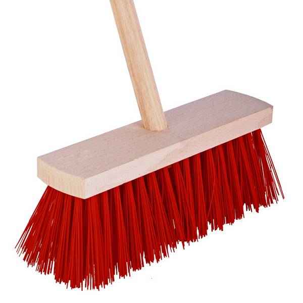 Talen Tools - Bezem - Rood - Harde haren - Houten steel - 120 centimeter