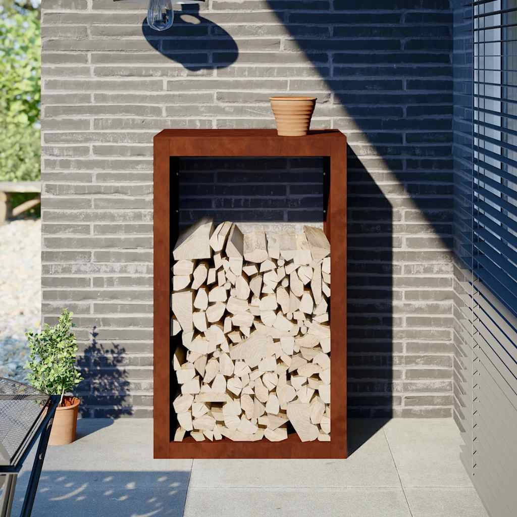 vidaXL - Haardhoutrek - 60x40x100 - cm - cortenstaal-0