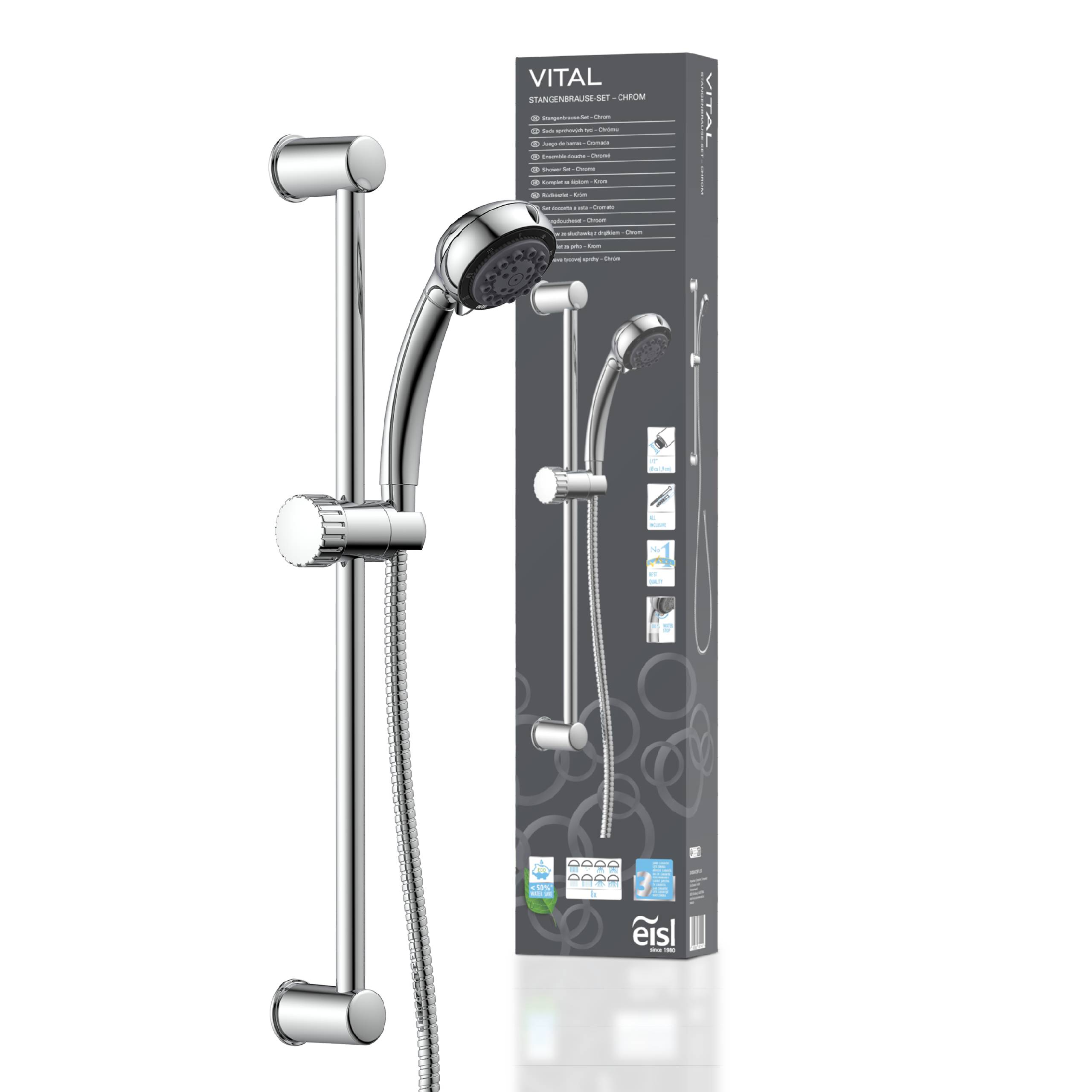 Eisl vital doucherail set - chroom 90025608011429002560801142-0