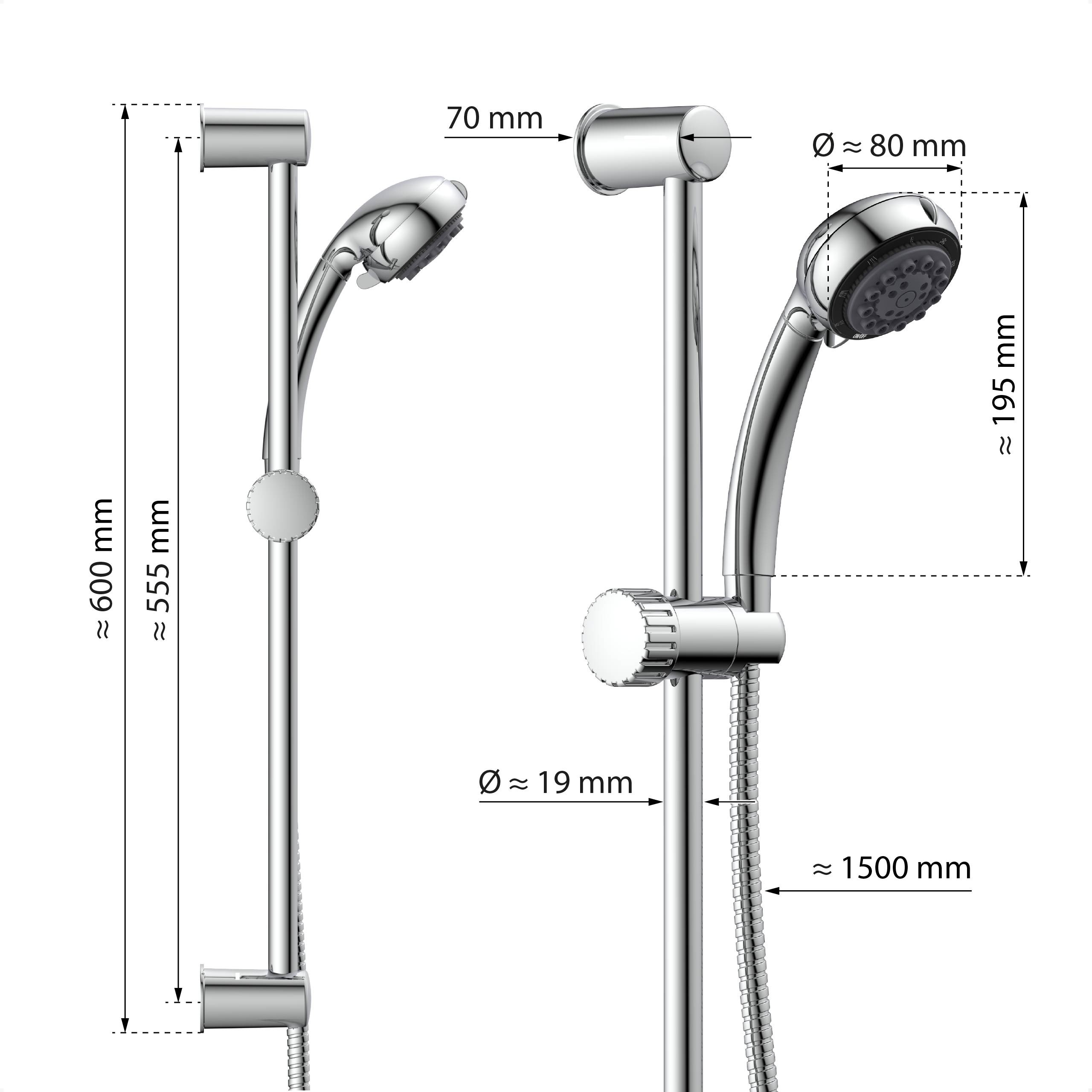 Eisl vital doucherail set - chroom 90025608011429002560801142-3
