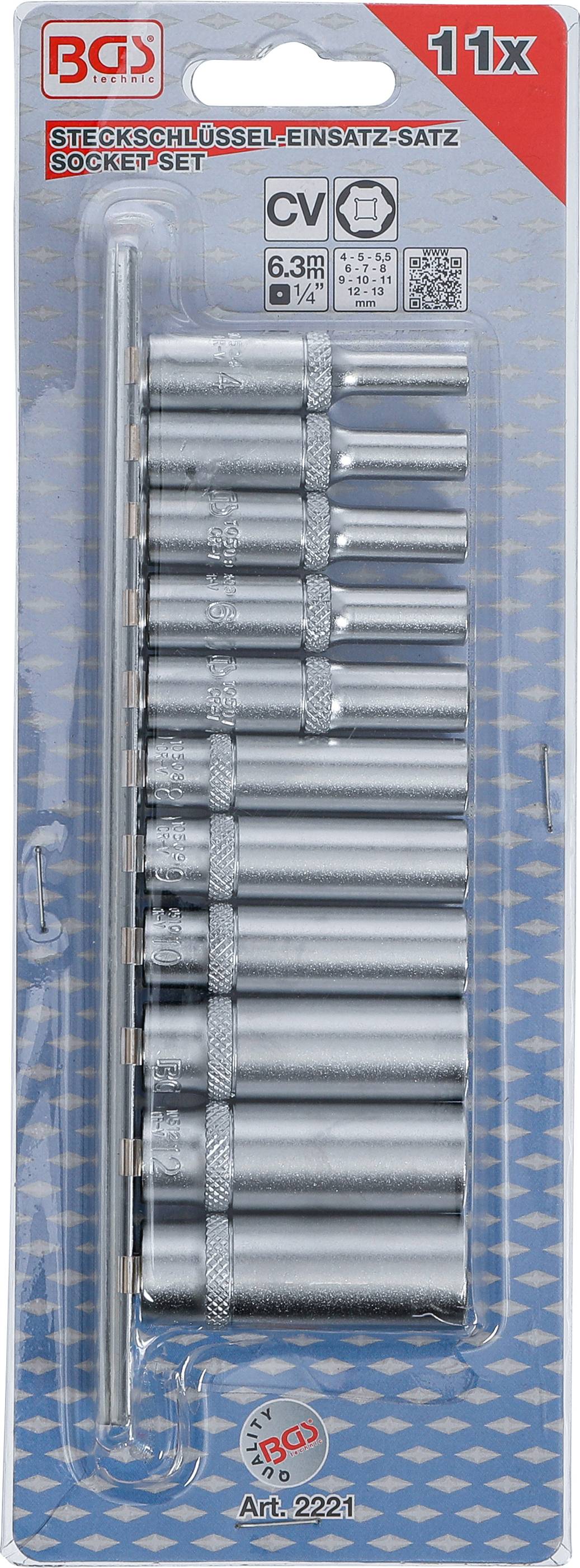 BGS 1/4" Dopsleutelset zeskant lang 4 - 13 mm-2