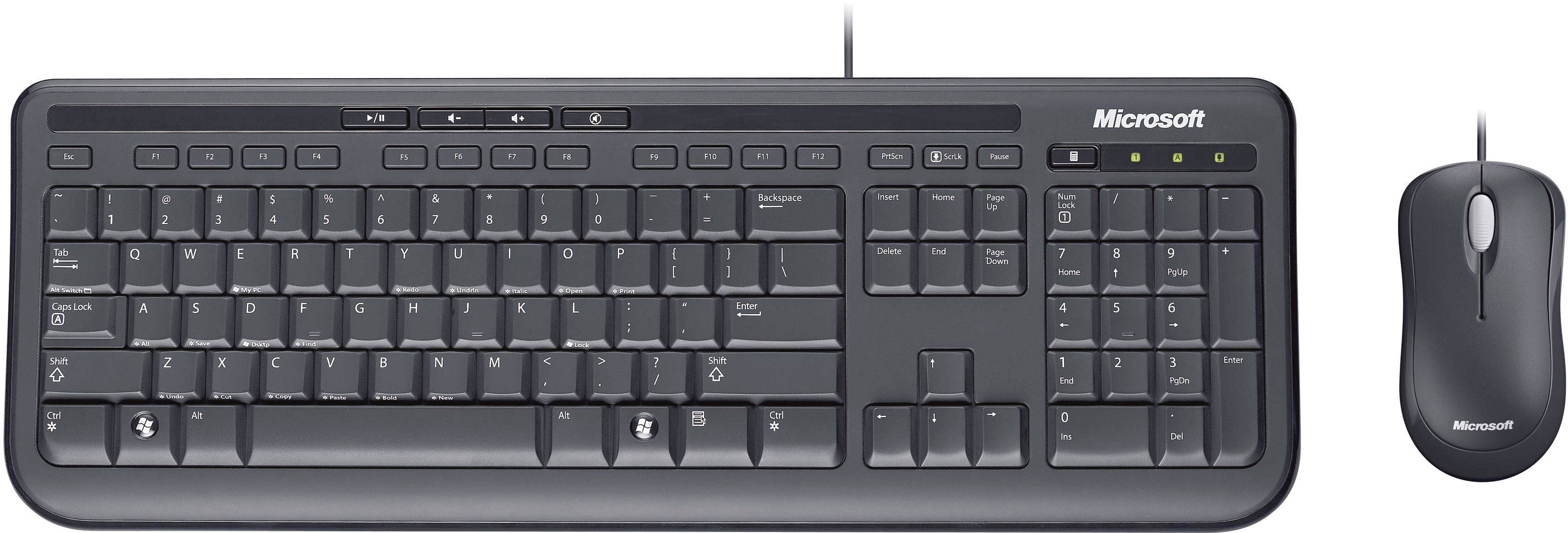 Microsoft WIRED DESKTOP 600 Set met toetsenbord en muis USB Spatwaterdicht QWERTZ, Duits Zwart-0