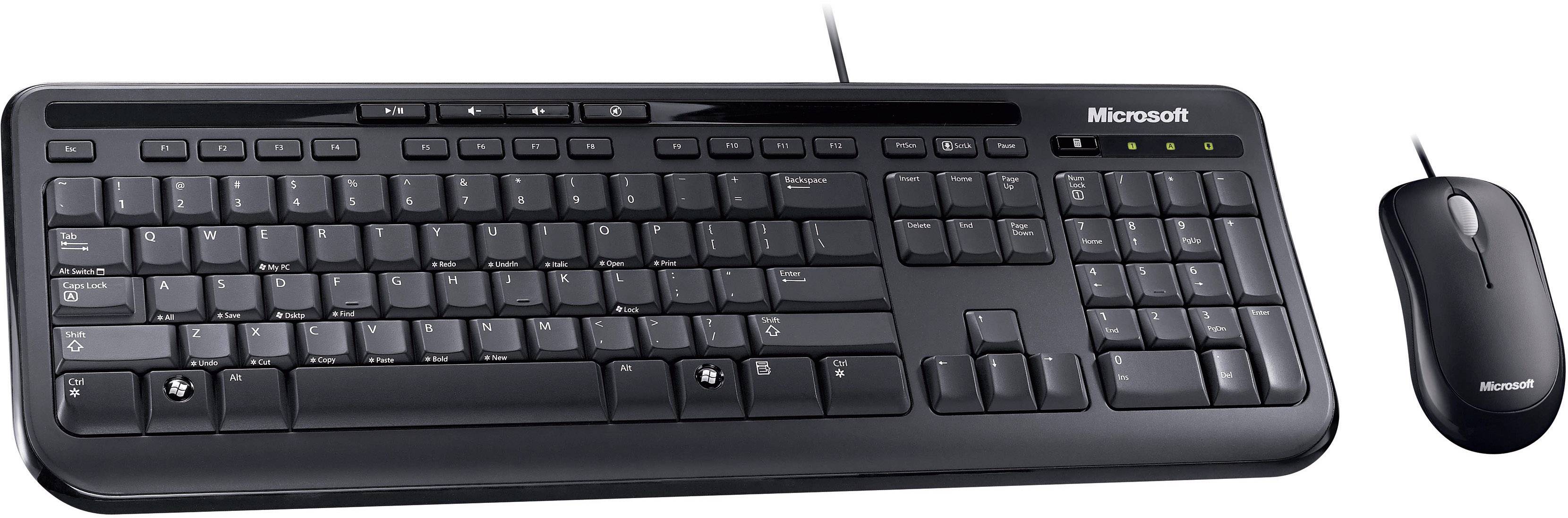 Microsoft WIRED DESKTOP 600 Set met toetsenbord en muis USB Spatwaterdicht QWERTZ, Duits Zwart-1