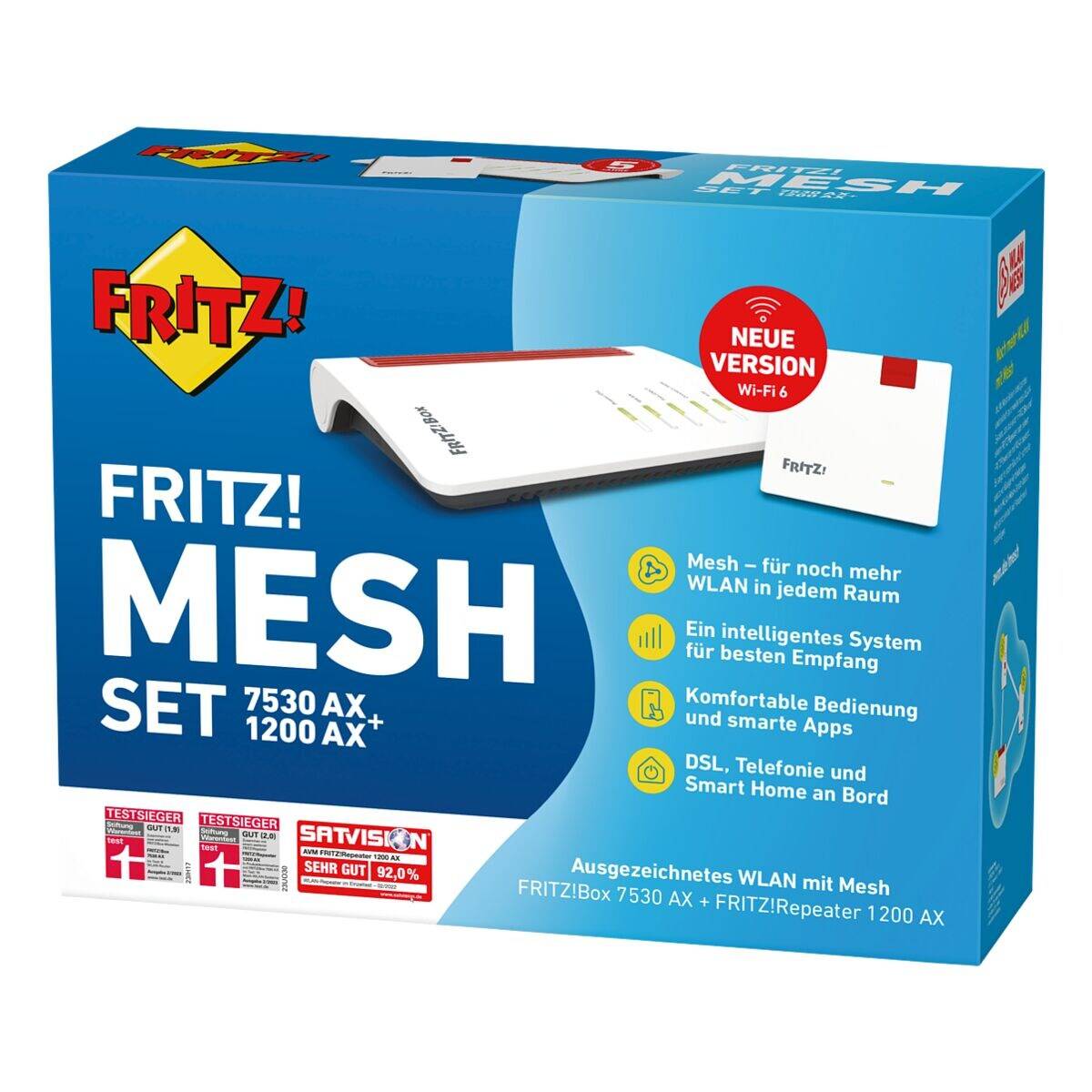FRITZ! Mesh Set 7530 AX + 1200 AX Dual-Band (2,4 GHz/5 GHz) Wi-Fi 6 (802.11ax) Rot - Weiß 4 3G Intern (20003049)-3