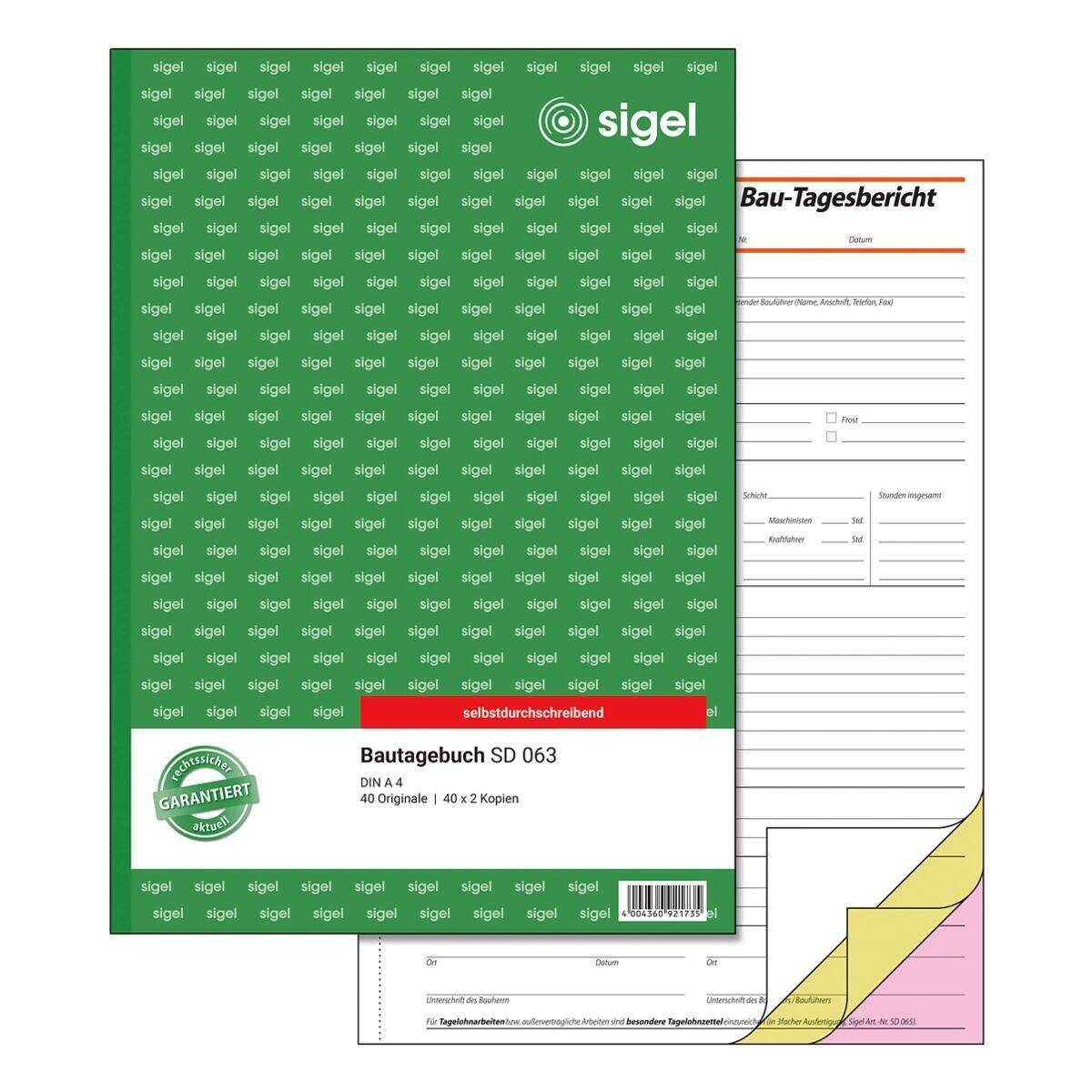 Sigel Bouwdagboek A4 3 x 40 vellen SD063-0