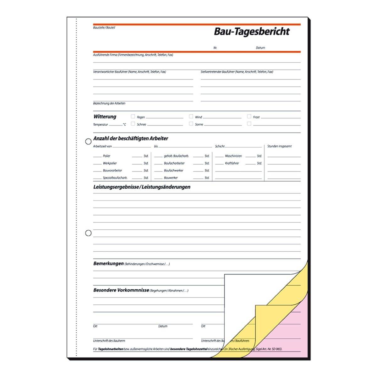Sigel Bouwdagboek A4 3 x 40 vellen SD063-1
