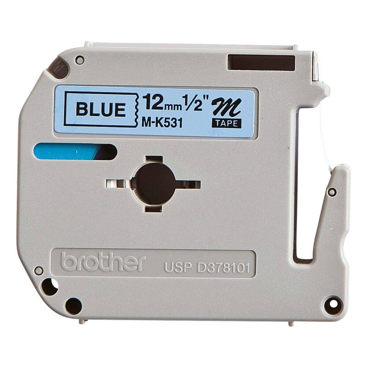 Brother 12mm x 8m blauw/zwart label tape cassette MK531BZ-2