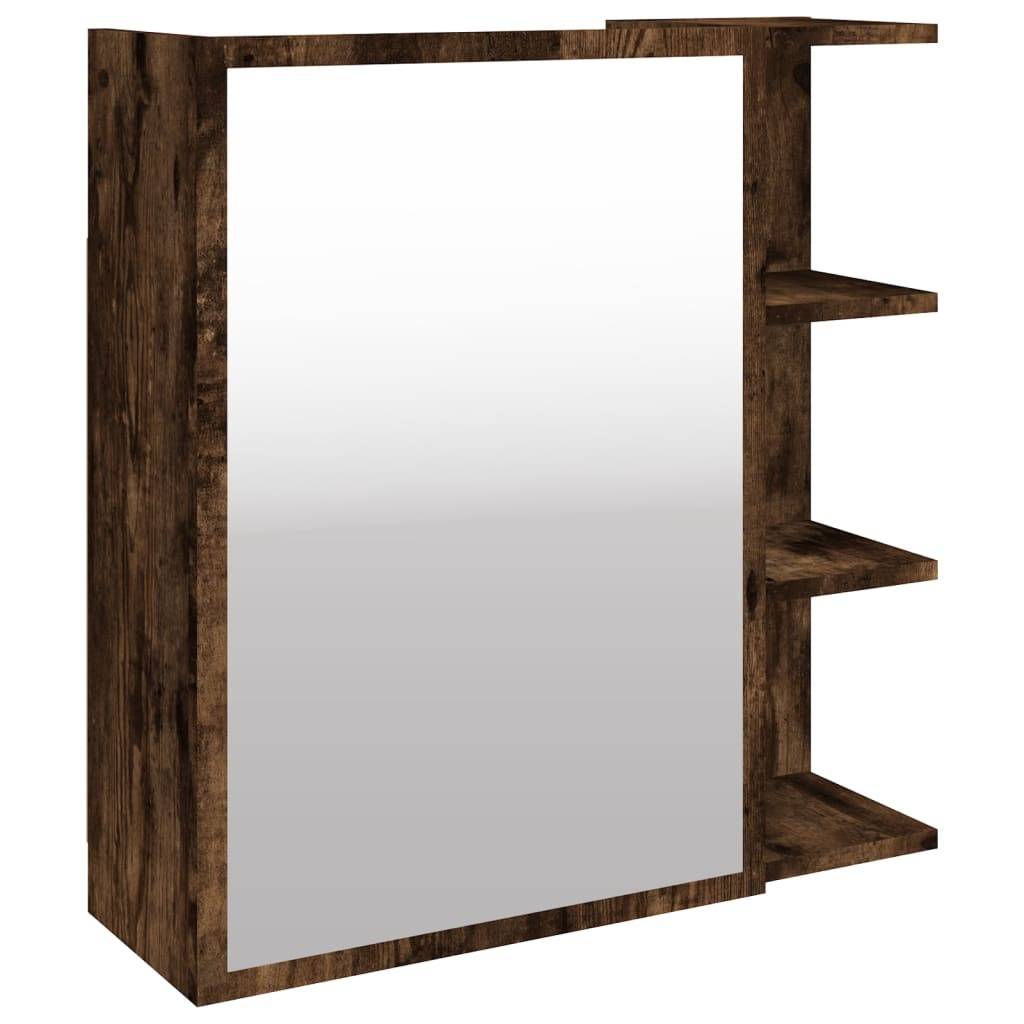 vidaXL - Badkamerspiegelkast - 62,5x20,5x64 - cm - bewerkt - hout - gerookt - eiken