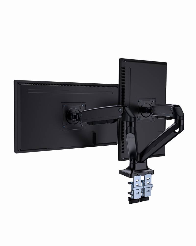 Full-motion dubbele monitorarm met gasveer, 17”-35”-2