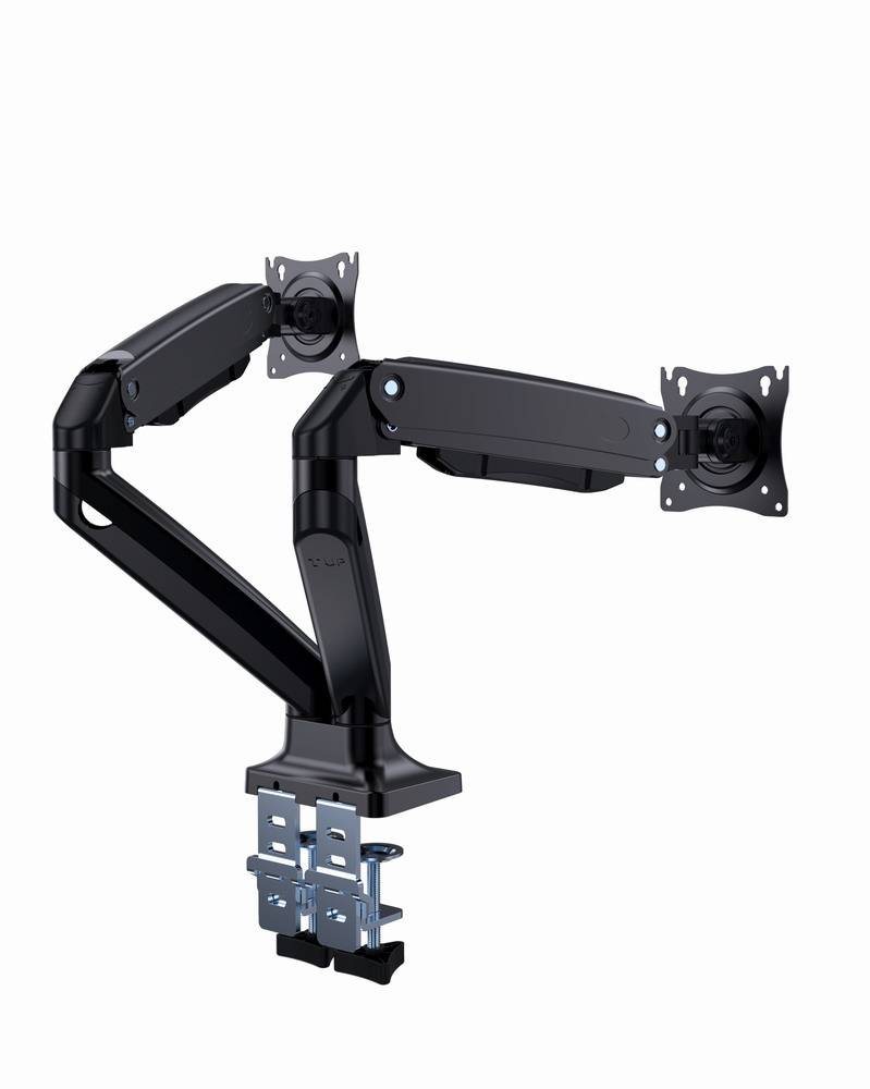 Full-motion dubbele monitorarm met gasveer, 17”-35”-3