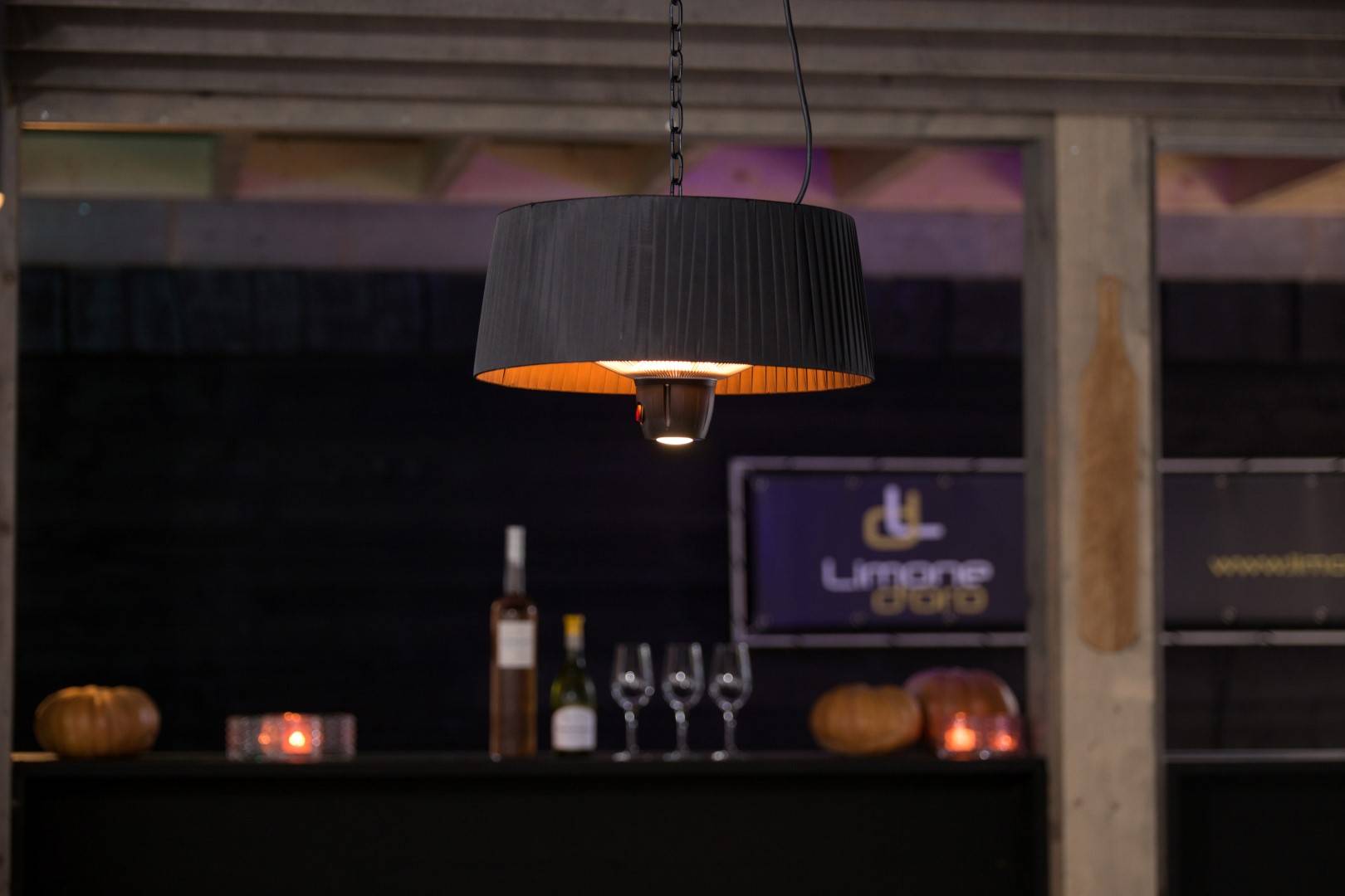 Sunred - COMBIDEAL - Heater & Hoes - Artix - Bright lijn - Zwart - Hangend model - Terrasverwarmer --4