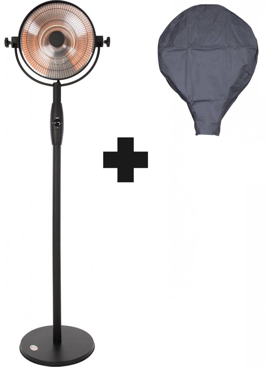 Sunred – COMBIDEAL - Heater & Hoes - Retro - Bright lijn – Zwart – Staand model - Terrasverwarmer –-0