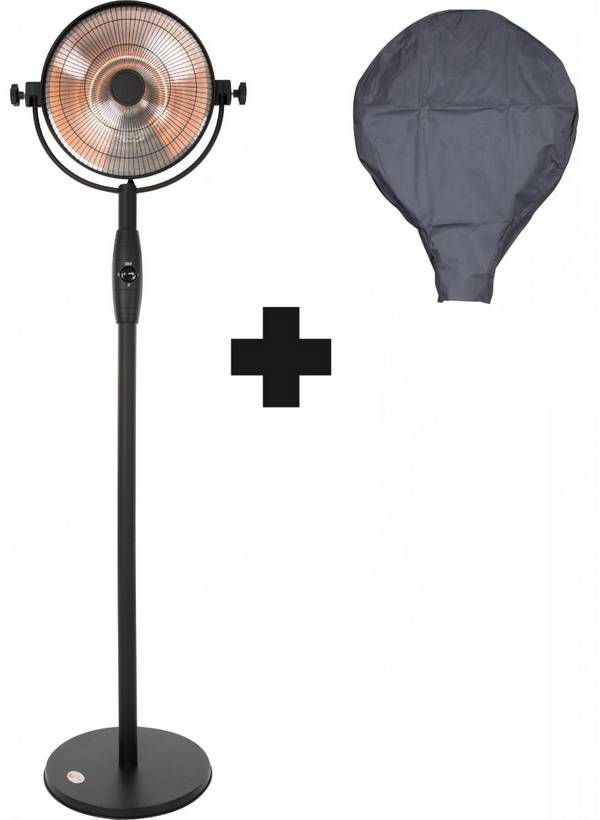 Sunred – COMBIDEAL - Heater & Hoes - Retro - Bright lijn – Zwart – Staand model - Terrasverwarmer –
