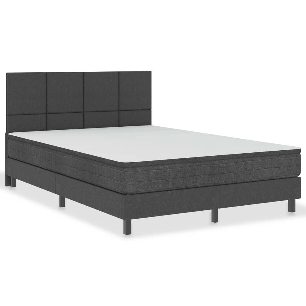 vidaXL - Boxspring - stof - donkergrijs - 140x200 - cm