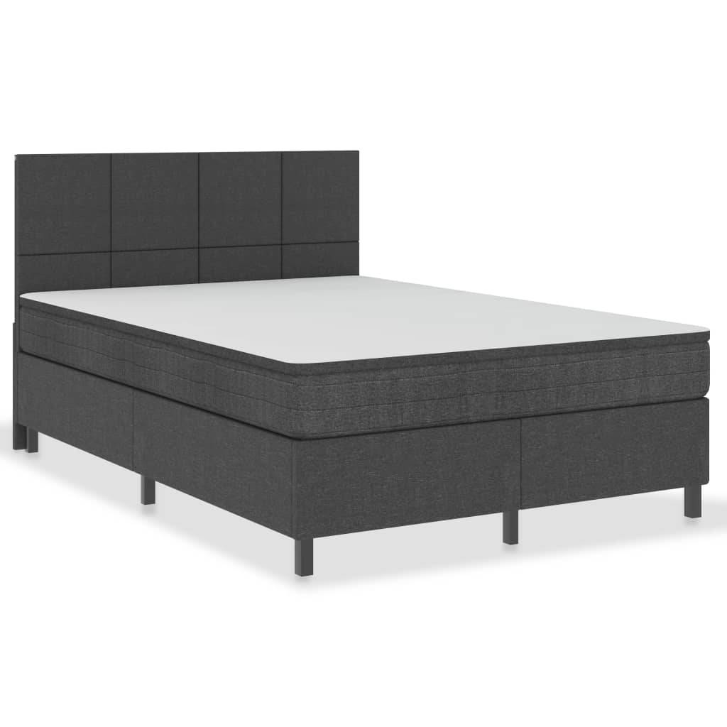 vidaXL - Boxspring - stof - donkergrijs - 140x200 - cm