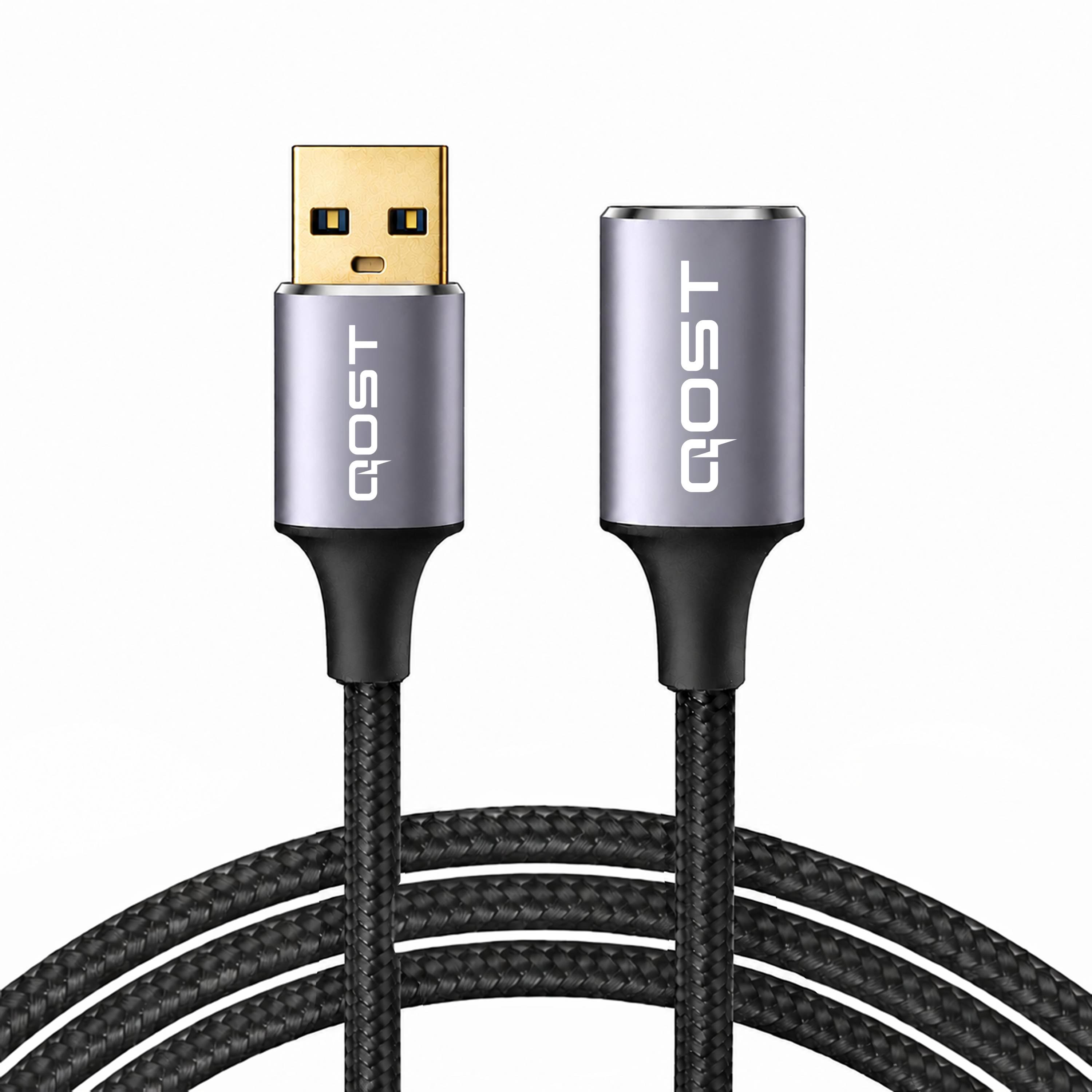 Qost - USB-A 3.0 Verlengkabel - 5Gbps - Male naar Female - Zwart - 2 Meter-0