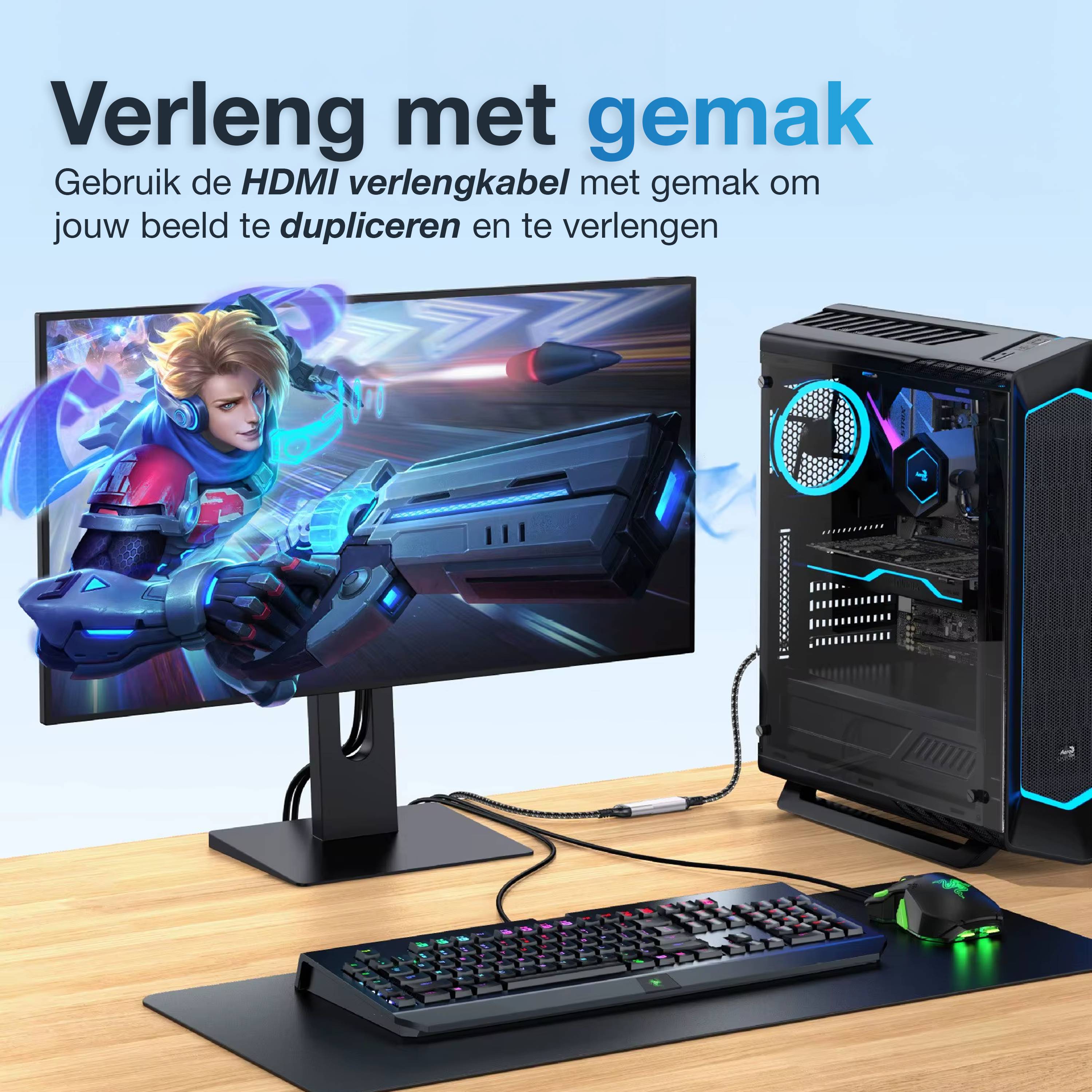 Qost - HDMI 2.1 verlengkabel - 8K60Hz - 48Gbps - High Speed, 3D / 4K @60Hz - Spacegrey - 5 Meter-1
