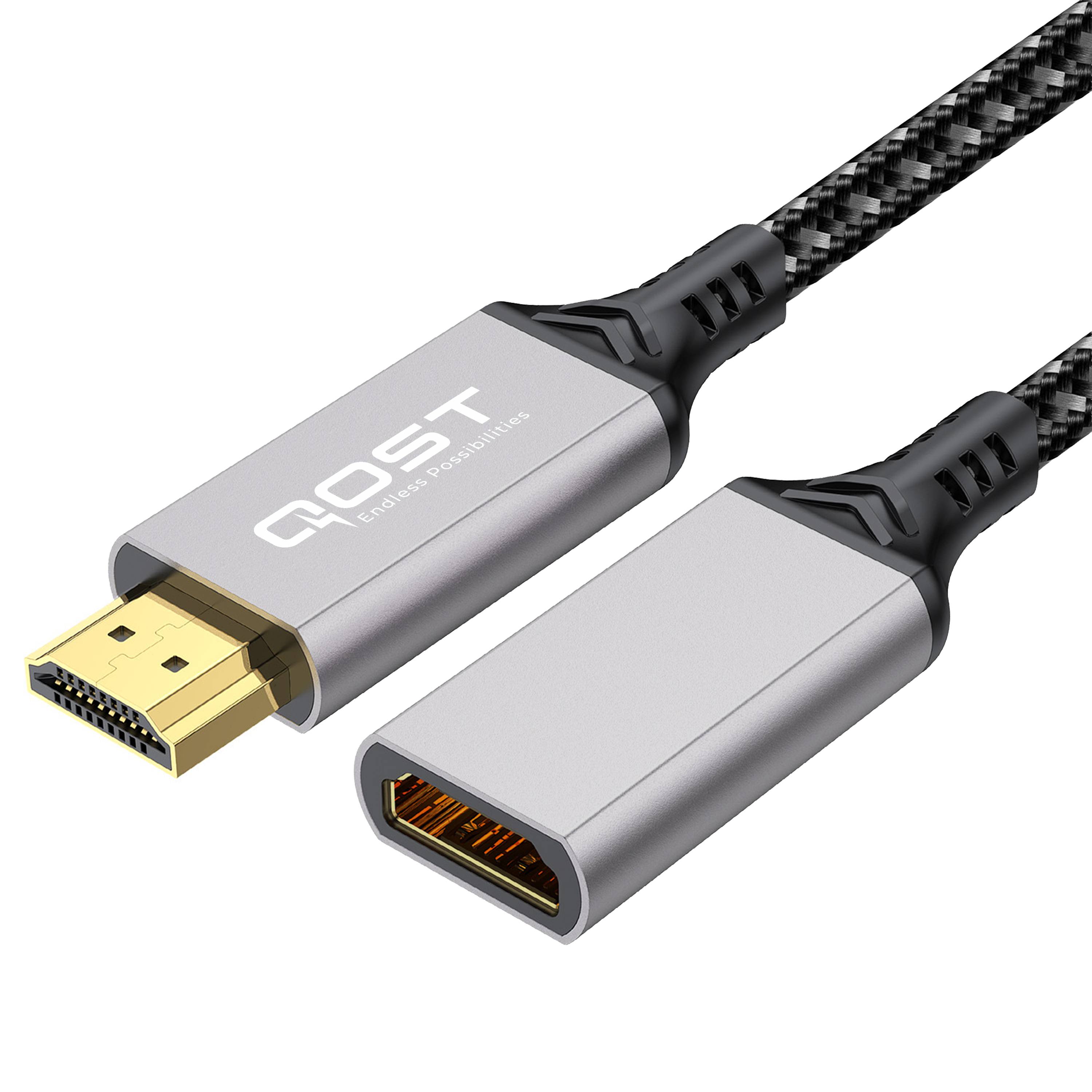 Qost - HDMI 2.1 verlengkabel - 8K60Hz - 48Gbps - High Speed, 3D / 4K @60Hz - Spacegrey - 5 Meter-0