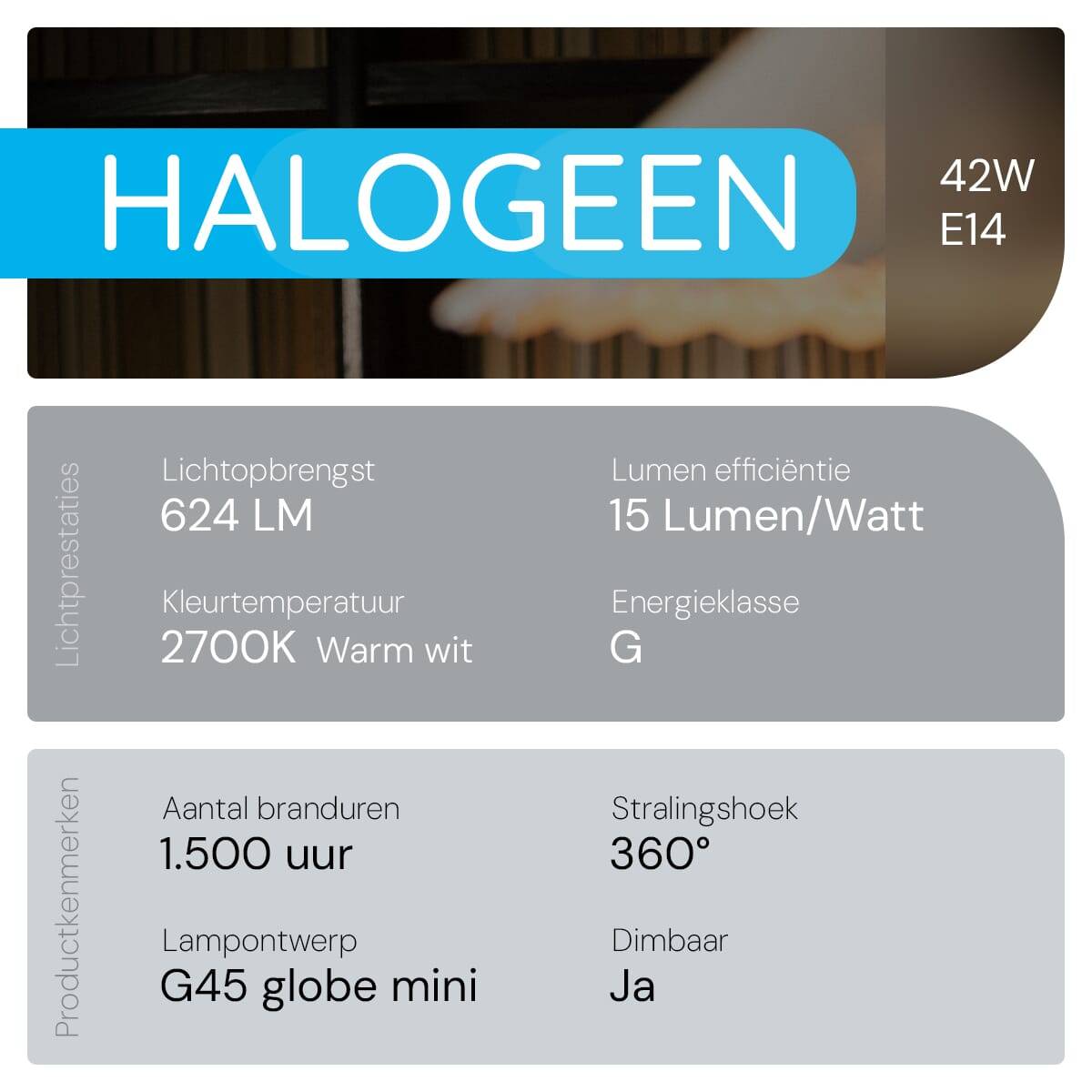 Modee E14 Halogeen Lamp Dimbaar 42W ECO - 624lm - 2700K - Warm Wit - ECO Halogeen Globe Mini P45 - 3 stuks-1