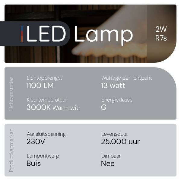 Avide R7s LED Staaflamp 118mm - 13W 220-240V - 3000K - 1100lm - LED Lampjes Insteek - Warm wit licht - Vervangt 77W lamp