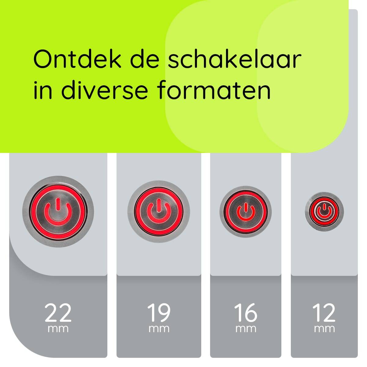 ProRide Metalen Drukschakelaar 220V ON-OFF - 12mm - Aan/uit schakelaar met Aansluitkabel - Spatwaterdicht - LED-2